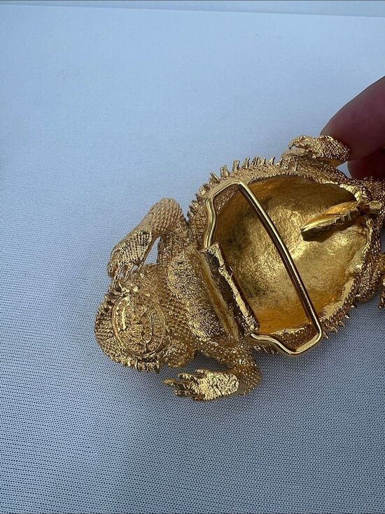 California Coastal Horned Lizard Gold Plated Belt Buckle main image 7
